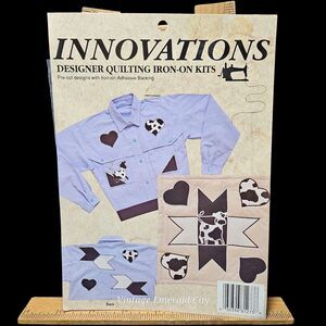 Vtg Complete Kit with Iron- on Adhesive Backing Cow Theme Stan Rising Co. 1993